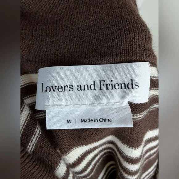 NWT Lovers + Friends Sheeva Stripe Polo in Brown & Ivory Revolve Size M - Picture 8 of 9